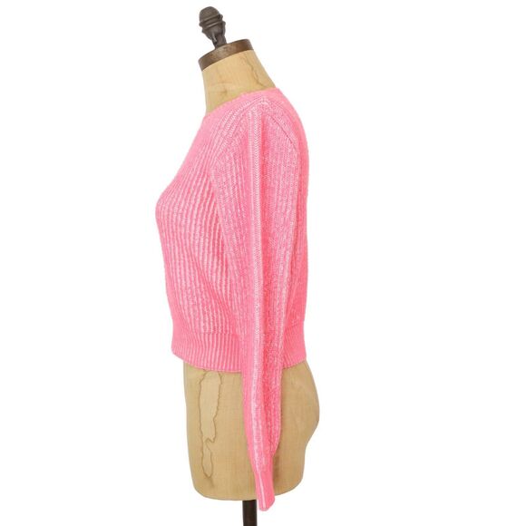 MILLY Plaited Stitch Sweater P (XS) Pink Ribbed Pullover Long Sleeve EUC B37 - Picture 5 of 6